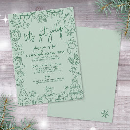 ハンドドローお洒落ドクリスマスカクテルパーティー 招待状