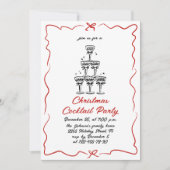 ハンドドローお洒落ドクリスマスカクテルパーティー 招待状 (正面)