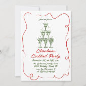 ハンドドローお洒落ドクリスマスカクテルパーティー 招待状 (正面)