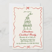 ハンドドローお洒落ドクリスマスカクテルパーティー 招待状 (正面)