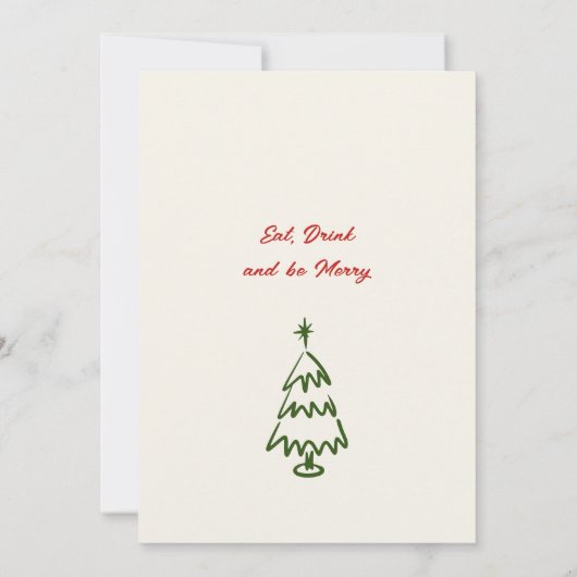 ハンドドローお洒落ドクリスマスカクテルパーティー 招待状 (裏面)