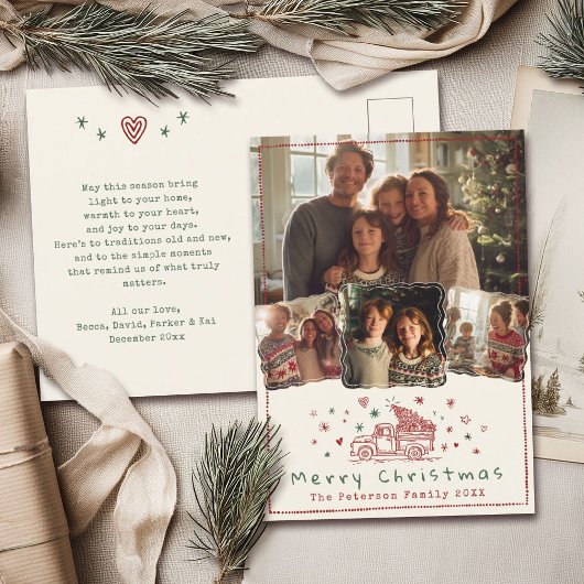 ハンドドローお洒落ドクリスマストラック4写真 シーズンポストカード