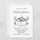ハンドドローお洒落ドクリスマスホリデーディナーインヴィ 招待状 (正面)