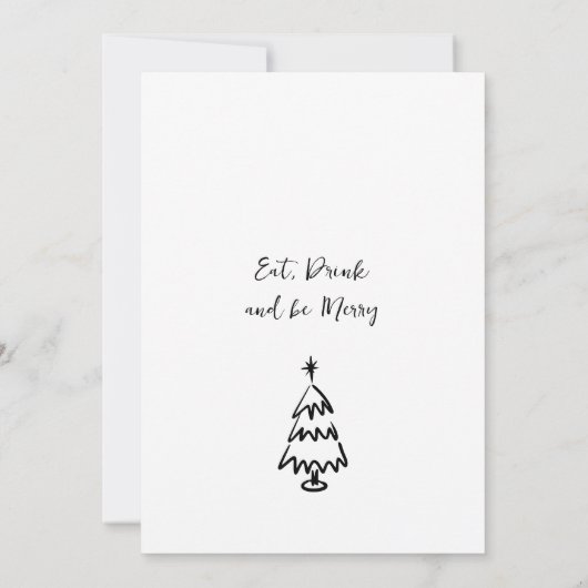 ハンドドローお洒落ドクリスマスホリデーディナーインヴィ 招待状 (裏面)