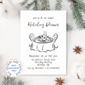 ハンドドローお洒落ドクリスマスホリデーディナーインヴィ 招待状