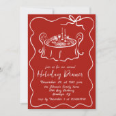 ハンドドローお洒落ドクリスマスホリデーディナー 招待状 (正面)