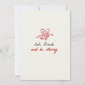 ハンドドローお洒落ドクリスマスホリデーディナー 招待状 (裏面)