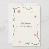 ハンドドローお洒落ドクリスマスホリデーディナー 招待状 (裏面)