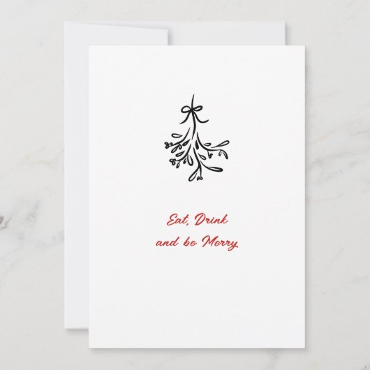 ハンドドローお洒落ドクリスマスホリデーディナー 招待状 (裏面)