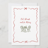 ハンドドローお洒落ドクリスマスホリデーディナー 招待状 (裏面)