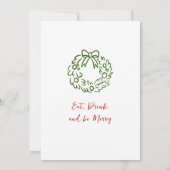 ハンドドローお洒落ドクリスマスホリデーディナー 招待状 (裏面)