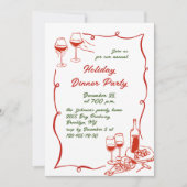 ハンドドローお洒落ドクリスマスホリデーディナー 招待状 (正面)