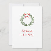 ハンドドローお洒落ドクリスマスホリデーディナー 招待状 (裏面)