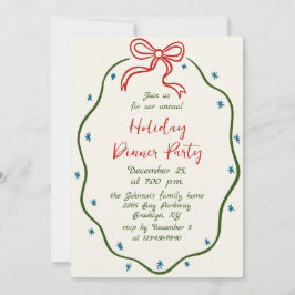 ハンドドローお洒落ドクリスマスホリデーディナー 招待状