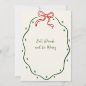 ハンドドローお洒落ドクリスマスホリデーディナー 招待状 (裏面)