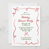 ハンドドローお洒落ドクリスマスホリデーディナー 招待状 (正面)