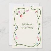 ハンドドローお洒落ドクリスマスホリデーディナー 招待状 (裏面)