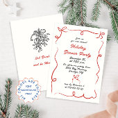 ハンドドローお洒落ドクリスマスホリデーディナー 招待状