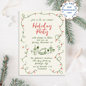 ハンドドローお洒落ドクリスマスホリデーディナー 招待状
