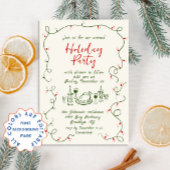 ハンドドローお洒落ドクリスマスホリデーディナー 招待状