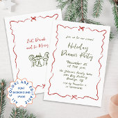 ハンドドローお洒落ドクリスマスホリデーディナー 招待状