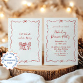 ハンドドローお洒落ドクリスマスホリデーディナー 招待状