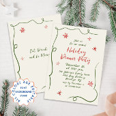 ハンドドローお洒落ドクリスマスホリデーディナー 招待状