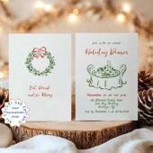 ハンドドローお洒落ドクリスマスホリデーディナー 招待状