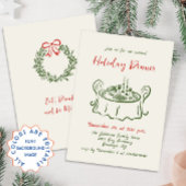 ハンドドローお洒落ドクリスマスホリデーディナー 招待状