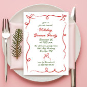 ハンドドローお洒落ドクリスマスホリデーディナー 招待状