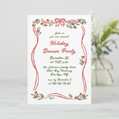 ハンドドローお洒落ドクリスマスホリデーディナー 招待状 (スタンド正面)