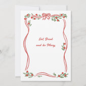 ハンドドローお洒落ドクリスマスホリデーディナー 招待状 (裏面)