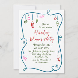 ハンドドローお洒落ドクリスマスホリデーディナー 招待状
