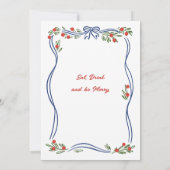 ハンドドローお洒落ドクリスマスホリデーディナー 招待状 (裏面)