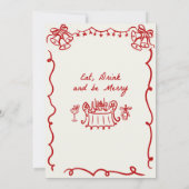 ハンドドローお洒落ドクリスマスホリデーディナー 招待状 (裏面)