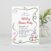 ハンドドローお洒落ドクリスマスホリデーディナー 招待状 (スタンド正面)