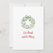 ハンドドローお洒落ドクリスマスホリデーディナー 招待状 (裏面)