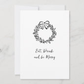 ハンドドローお洒落ドクリスマスホリデーディナー 招待状 (裏面)