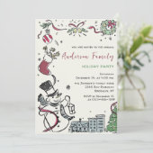 ハンドドローお洒落ドクリスマスホリデーパーティー 招待状 (スタンド正面)