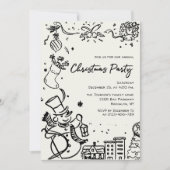 ハンドドローお洒落ドクリスマスホリデーパーティー 招待状 (正面)