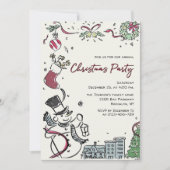 ハンドドローお洒落ドクリスマスホリデーパーティー 招待状 (正面)