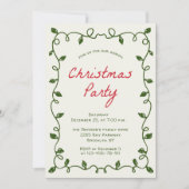 ハンドドローお洒落ドクリスマスホリデーパーティー 招待状 (正面)