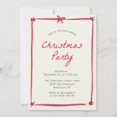 ハンドドローお洒落ドクリスマスホリデーパーティー 招待状 (正面)