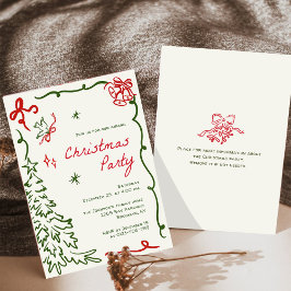 ハンドドローお洒落ドクリスマスホリデーパーティー 招待状