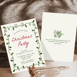 ハンドドローお洒落ドクリスマスホリデーパーティー 招待状