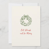 ハンドドローお洒落ドクリスマスホリデーパーティー 招待状 (裏面)