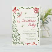 ハンドドローお洒落ドクリスマスホリデーパーティー 招待状 (スタンド正面)