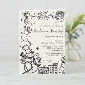 ハンドドローお洒落ドクリスマスホリデーパーティー 招待状 (スタンド正面)