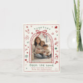 ハンドドローお洒落ドクリスマスボウドードル写真 シーズンカード (正面)