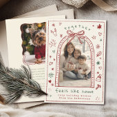 ハンドドローお洒落ドクリスマスボウドードル写真 シーズンカード